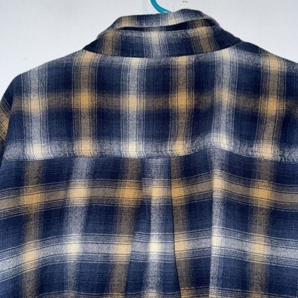Mens Woodland Trail Blue & Tan Plaid Button-Up Shirt 3X Cotton/Rayon Blend Made - Picture 7 of 9